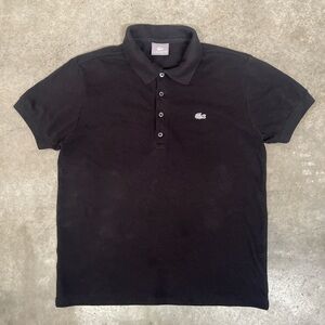 RARE MODERN DESIGNER VINTAGE WOMENS BLACK LACOSTE POLO TEE
